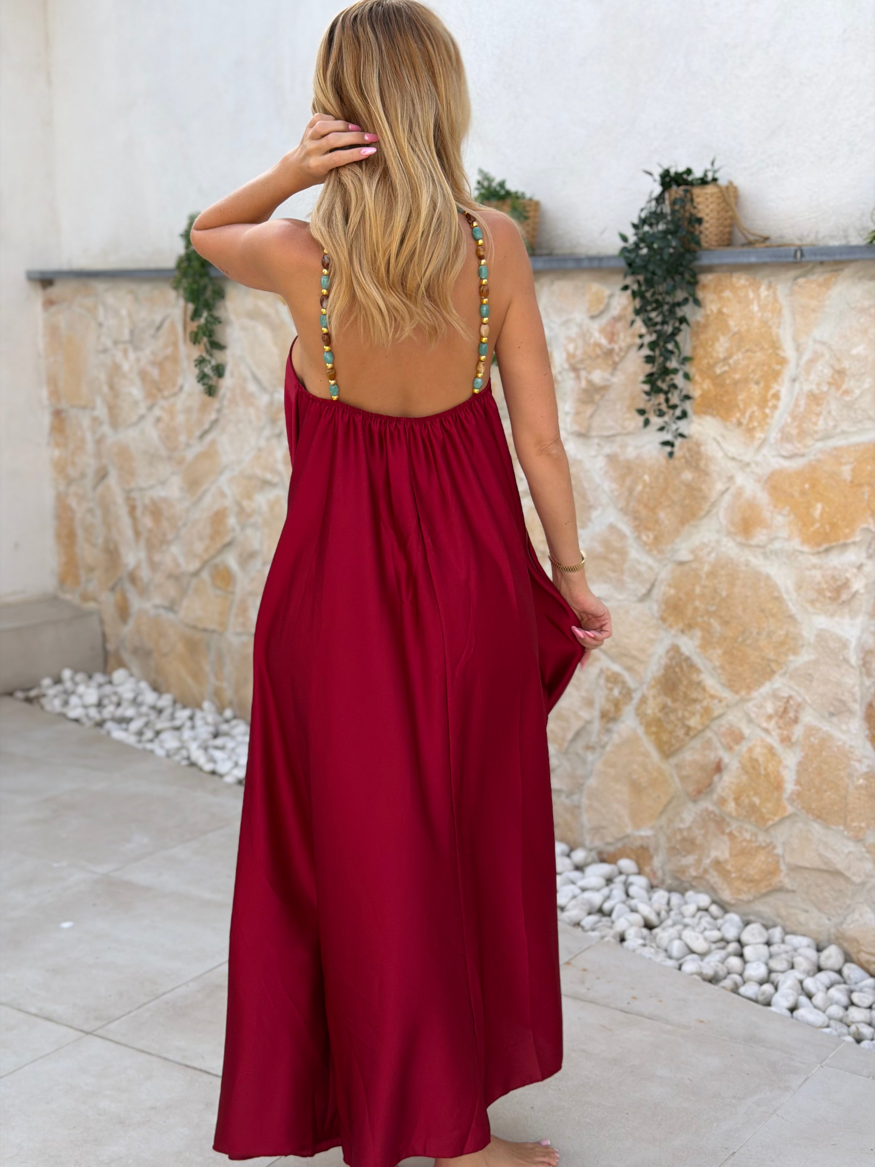 Robe « SATINÉE » BORDEAUX