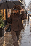 Veste « MARRON CHOCOLAT »à double boutonnage – Style caban