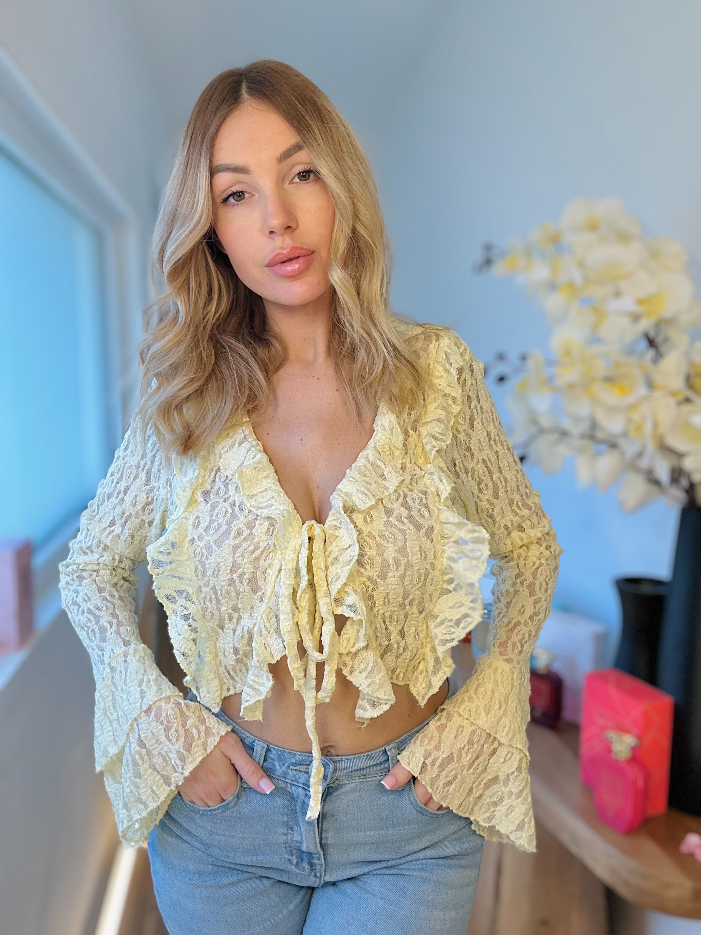 Gilet « DENTELLE » JAUNE