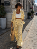 Ensemble « GAZE DE COTON «  JAUNE A POIS