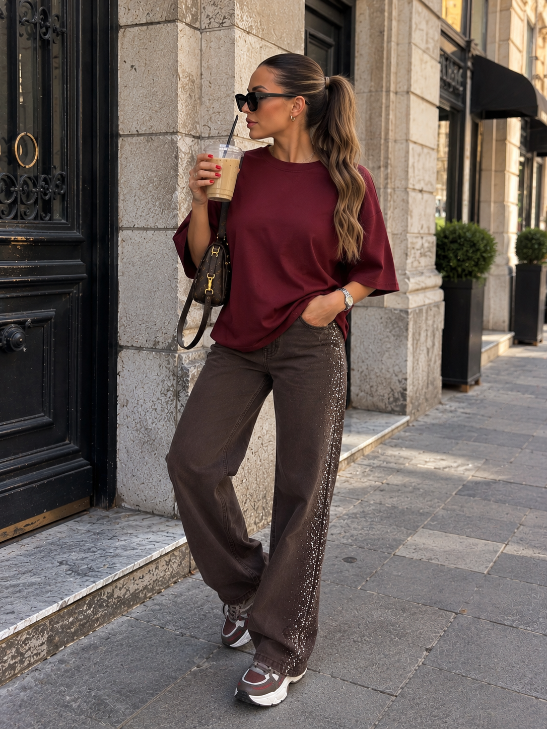 Tee-shirts « CŒUR STRASS » BORDEAUX