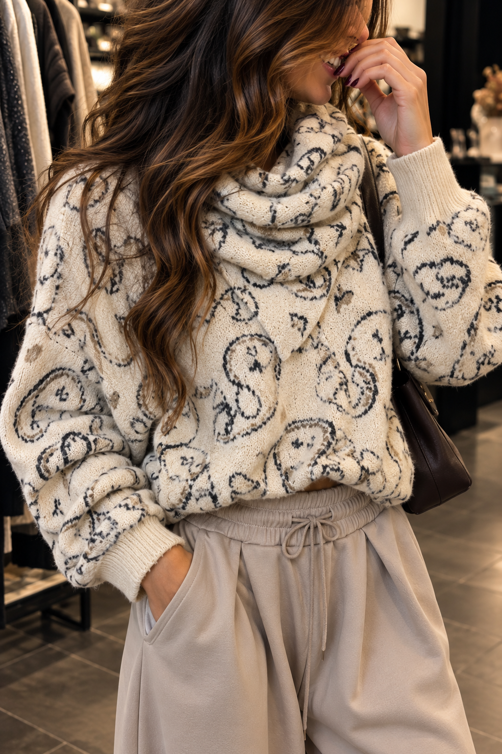 Pull Cocooning Ultra Doux avec Écharpe Assortie