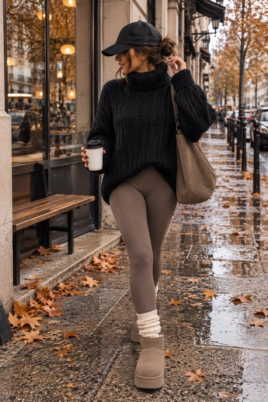 Pull «NOIR » grosse maille à col roulé – Coupe oversize