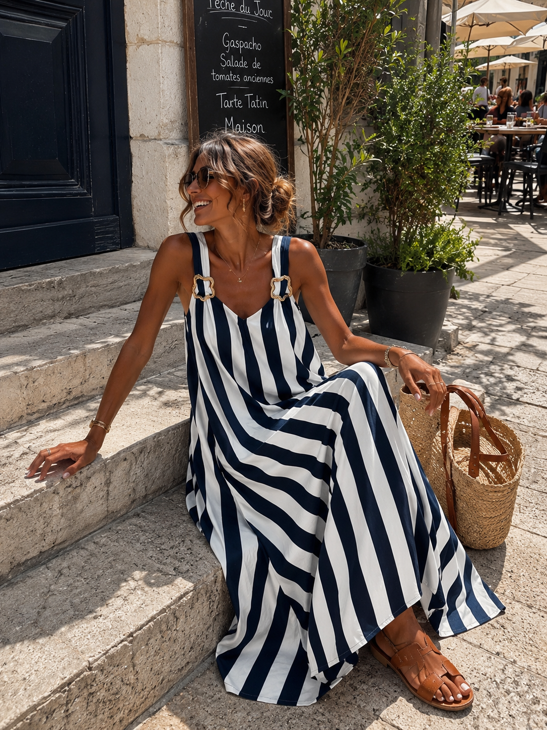 Robe « LIGNÉE » BLEU / BLANCHE