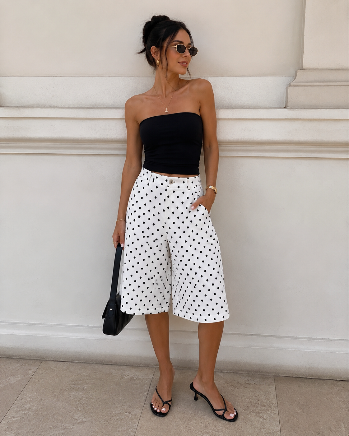 Bermuda « POIS » BLANC