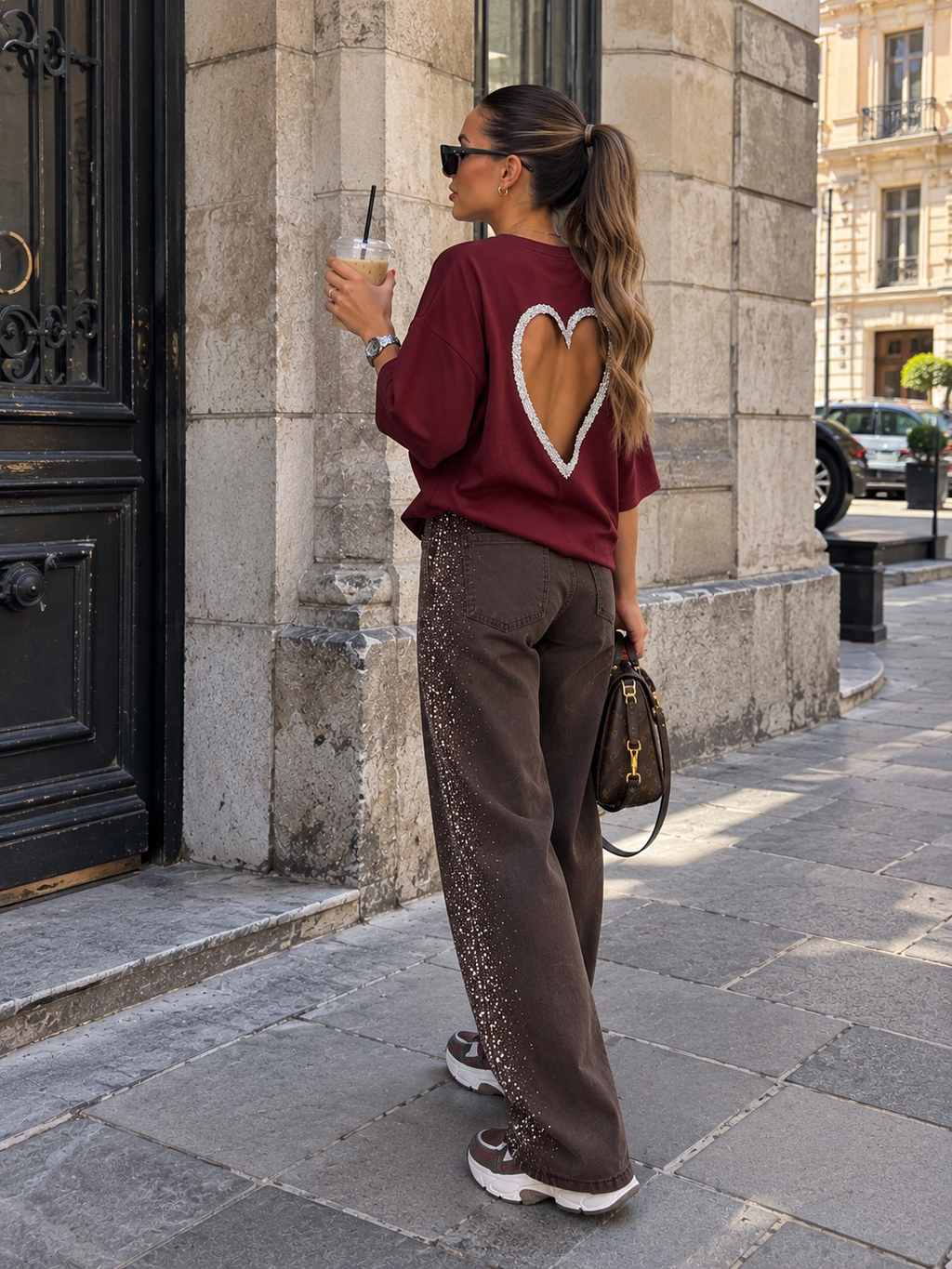 Tee-shirts « CŒUR STRASS » BORDEAUX
