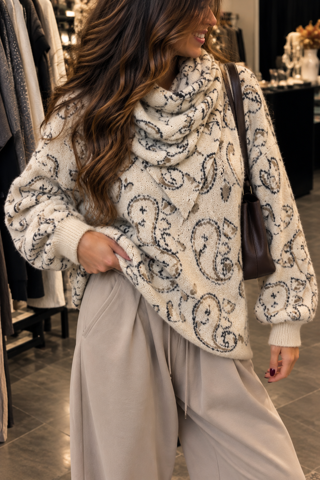 Pull Cocooning Ultra Doux avec Écharpe Assortie