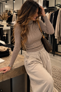 Pull côtelé « TAUPE »