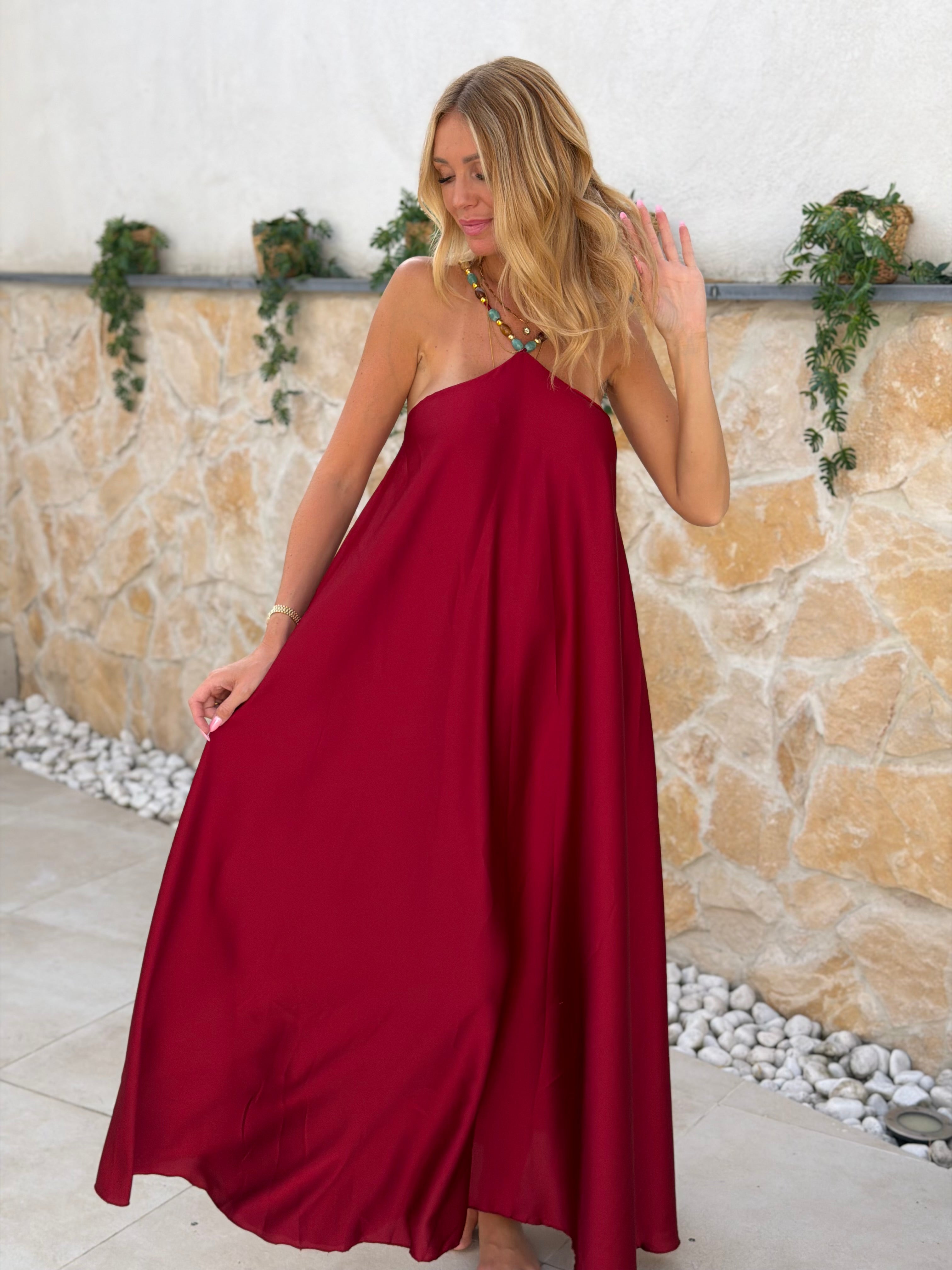 Robe « SATINÉE » BORDEAUX